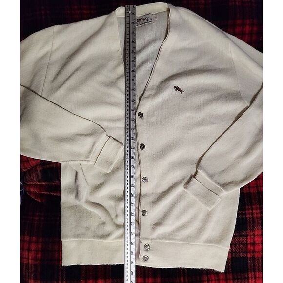 Vintage Steeple Chase Tan V Neck Orlon Cardigan Sweater‎ Made In USA Men's Large - Picture 6 of 16